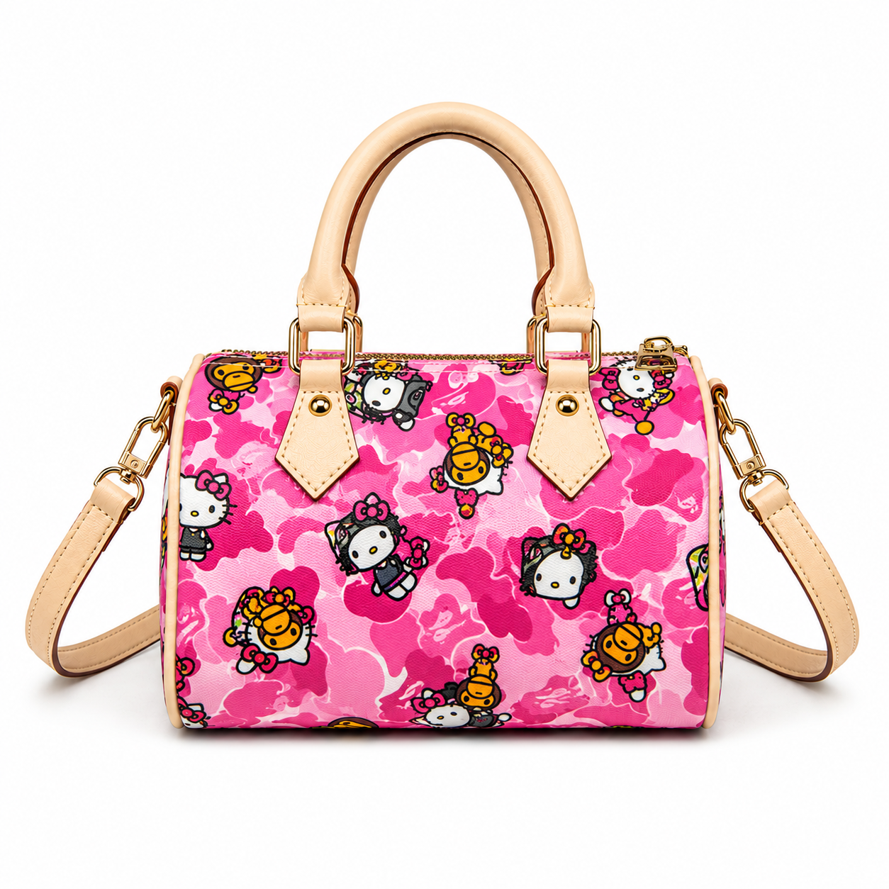 DREAMY KITTY KISS PINK CAMO HANDBAG